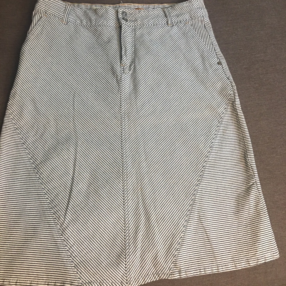 Pin stripe denim skirt Anthropologie